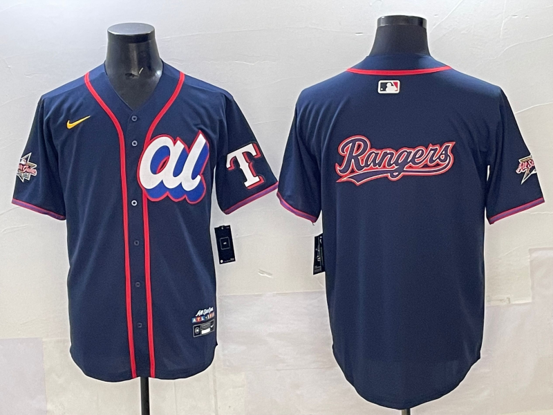Men 2025 Texas Rangers blank blue Nike MLB All Star jersey style 3